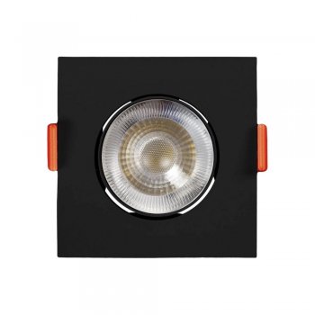 Spot Led Embutir 5w Preto Quadrado 3000k Branco Quente Bivolt