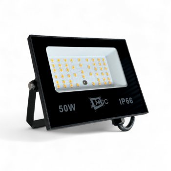 Refletor Led 50w Branco Quente 3000k Preto Bivolt IP66